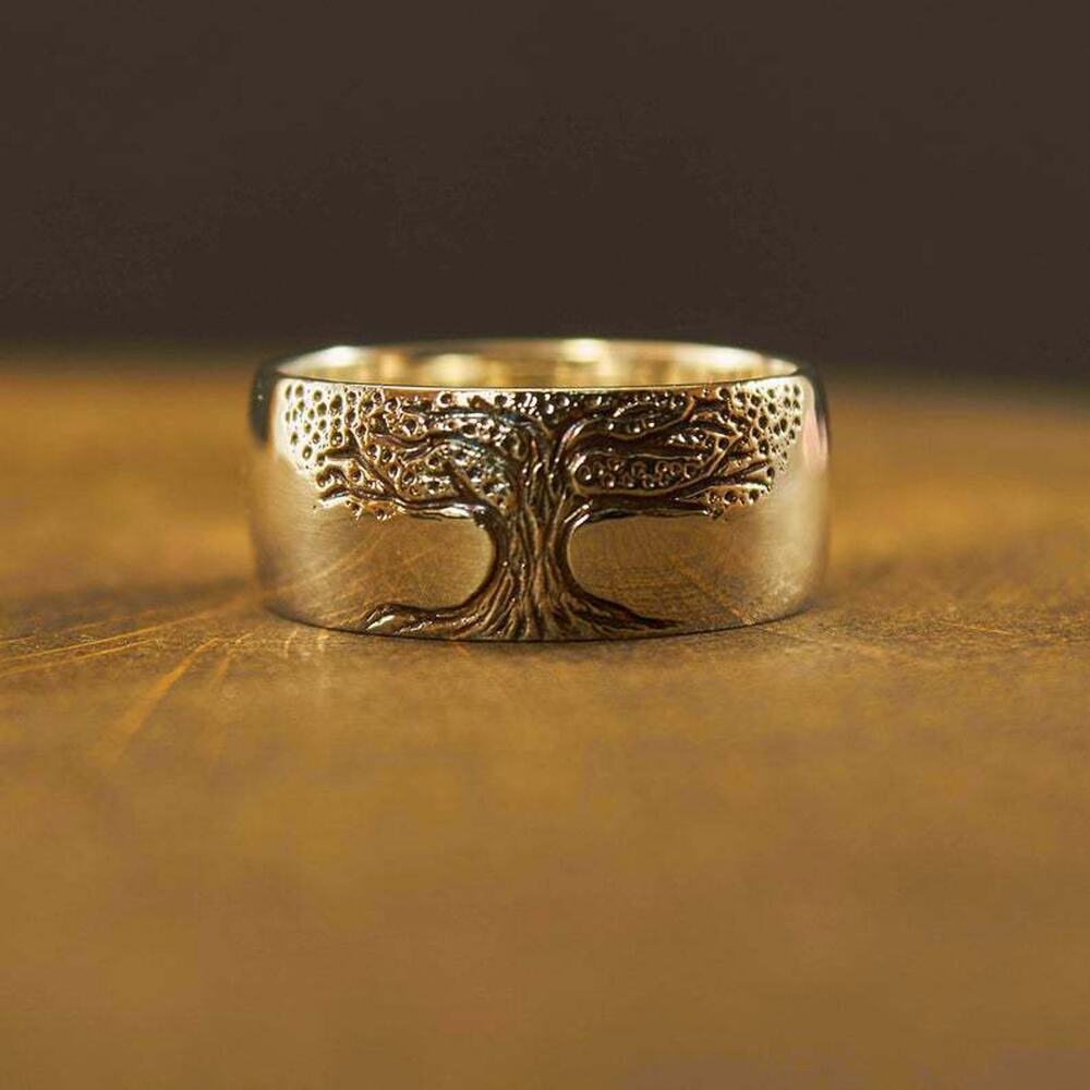 Simple Retro Carved Tree of Life Ring